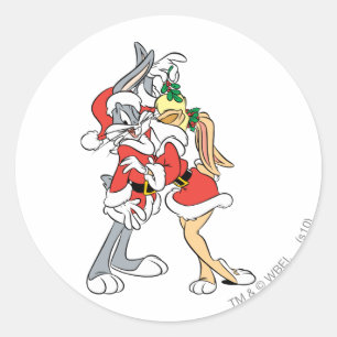 BUGS BUNNY™ und Lola Mistletoe-Kuss Runder Aufkleber