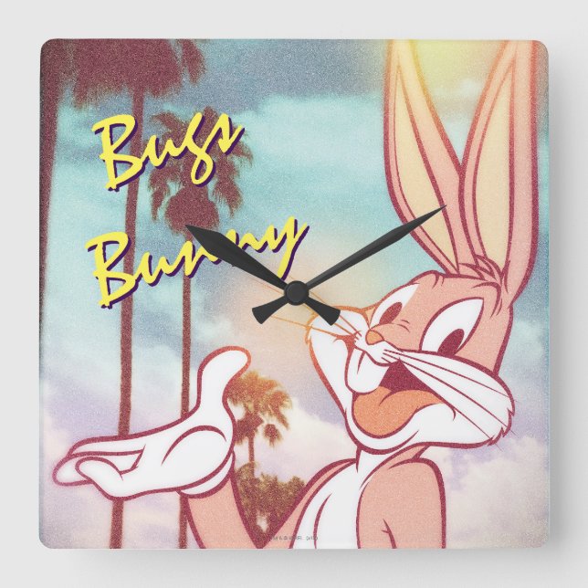 BUGS BUNNY™ Vacation Foto Quadratische Wanduhr (Vorderseite)