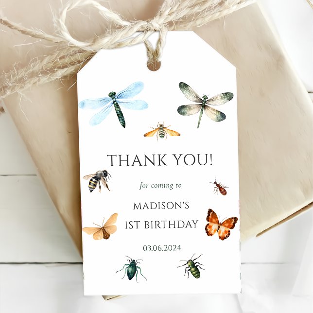 Bugs & Insekten Vintag Geburtstagsparty Geschenkanhänger (Von Creator hochgeladen)