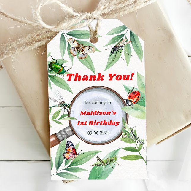 Bugs & Insekten Vintag Geburtstagsparty Geschenkanhänger (Von Creator hochgeladen)