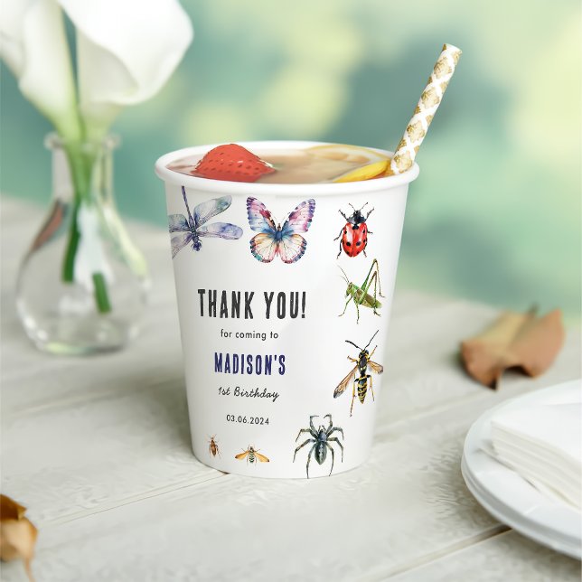 Bugs & Insekten Vintag Geburtstagsparty Pappbecher (Von Creator hochgeladen)