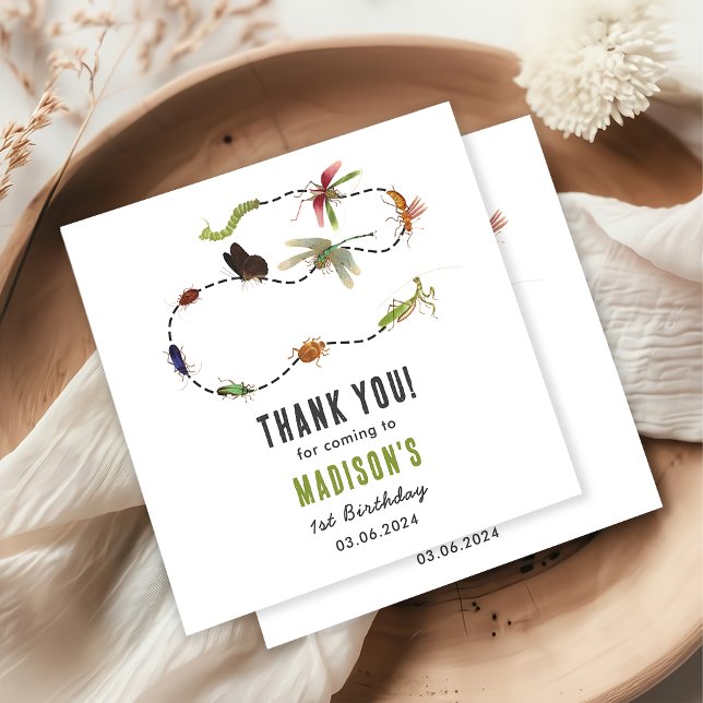 Bugs & Insekten Vintag Geburtstagsparty Serviette (Von Creator hochgeladen)