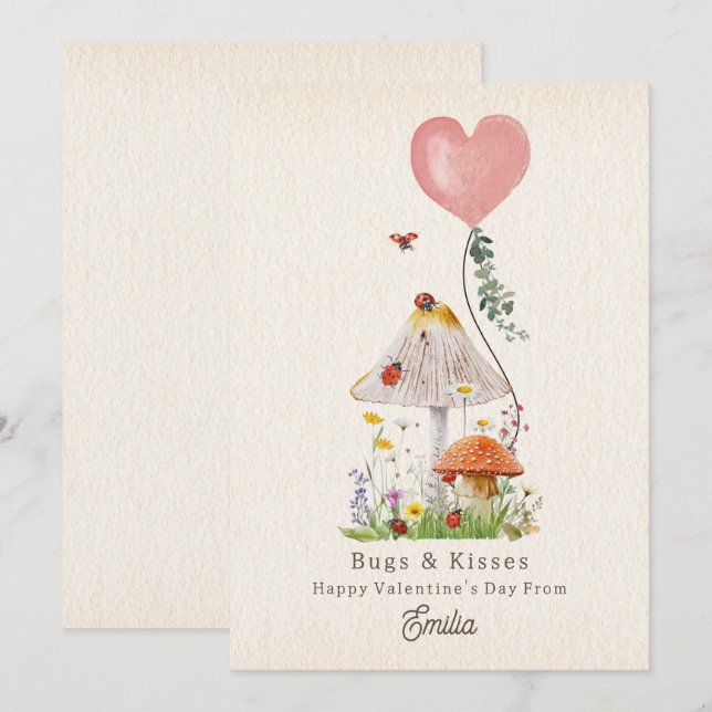 Bugs & Kisses Ladybugs Mushroom Valentine (Vorne/Hinten)