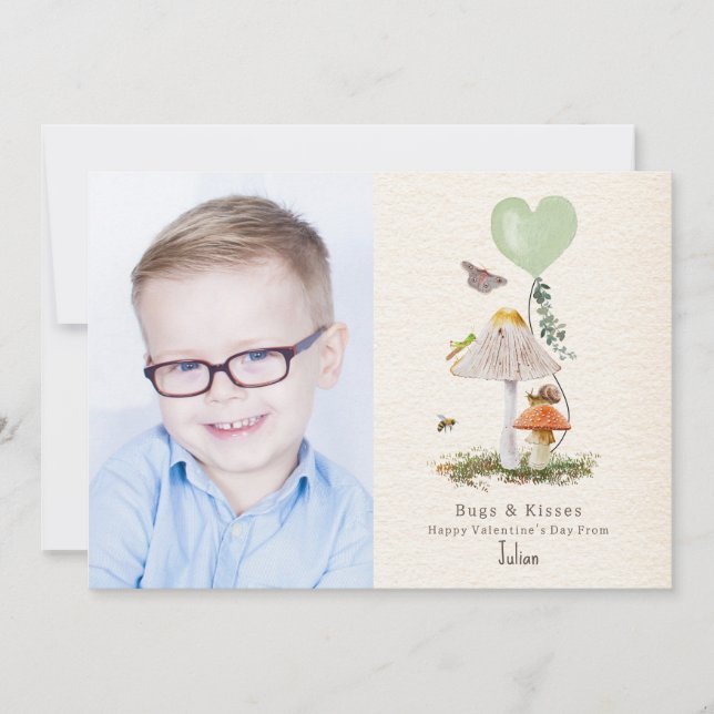 Bugs & Kisses Mushroom Classroom Valentine Karte (Vorderseite)