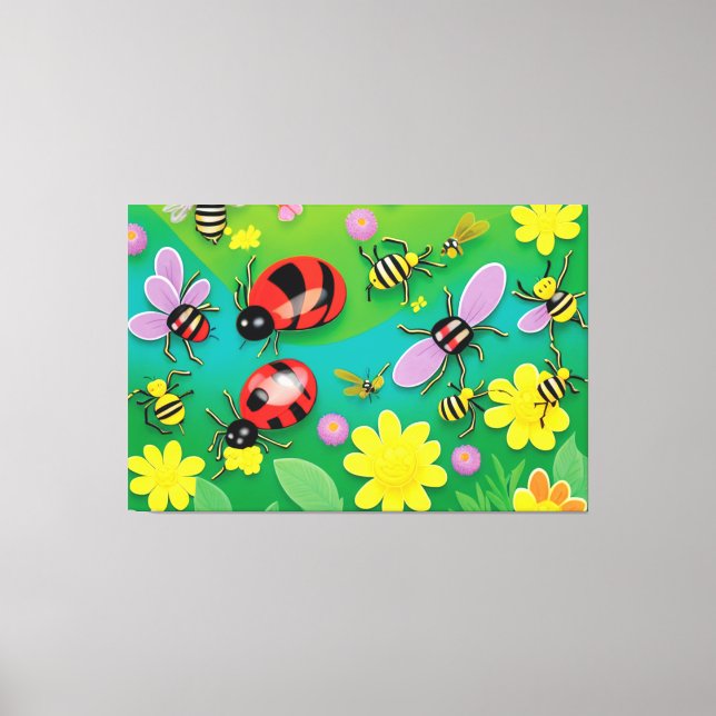 Bugs 'n' Hugs Colorful Leinwanddruck (Vorderseite)