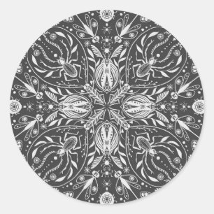 Bugs, schwarz, ganz weiß runder aufkleber