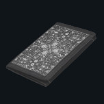 Bugs, schwarz, ganz weiß tri-fold geldbeutel<br><div class="desc">Handgezeichnet symetrisches Muster mit verschiedenen Bugkäfer,  Schmetterlinge und Spinnen</div>