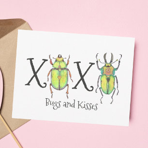 Bugs und Kisses I Miss You Insect School Postkarte