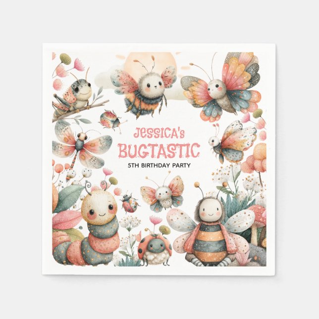 BUGTASTISCHE Insekten Whimsical Kids's Geburtstags Serviette (Vorderseite)