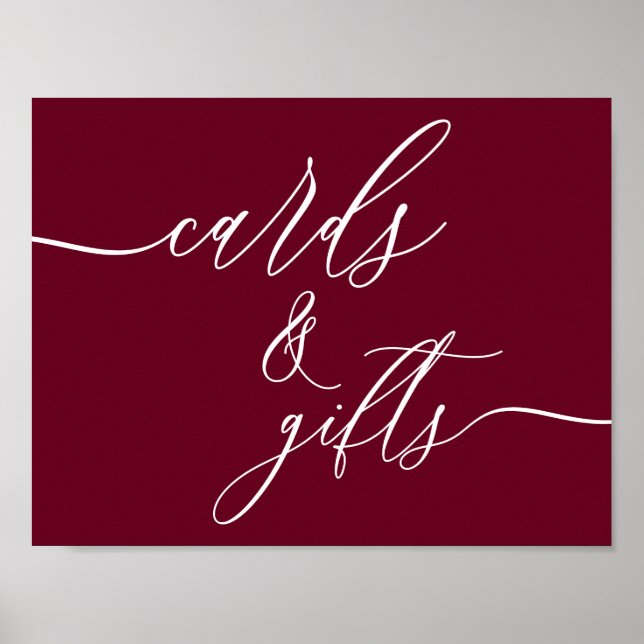 Bugundy Horizontal Calligraphy Cards und Geschenke Poster (Vorne)