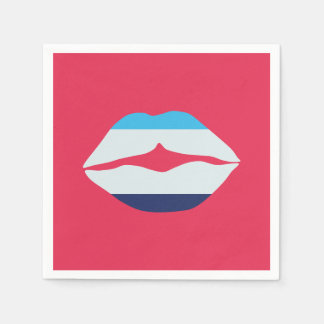 Bugundy und Blue Strip Lips Papier Serviette