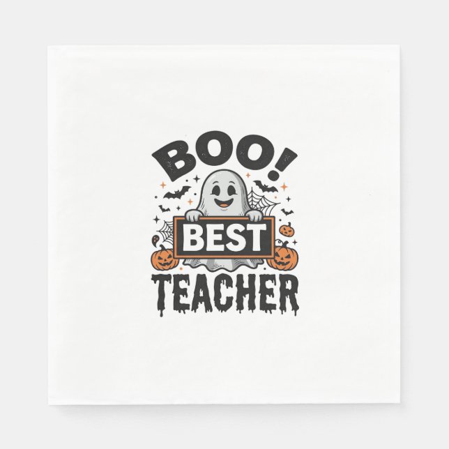 Büh bester Lehrer Vintage Halloween Lehrer Design_ Serviette (Vorderseite)
