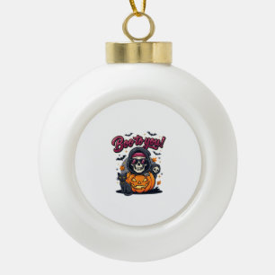 Buh für dich Halloween-Skelett-Kürbis Keramik Kugel-Ornament