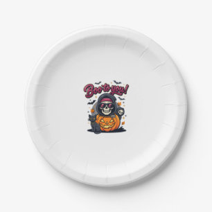 Buh für dich Halloween-Skelett-Kürbis Pappteller