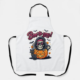 Buh für dich Halloween-Skelett-Kürbis Schürze