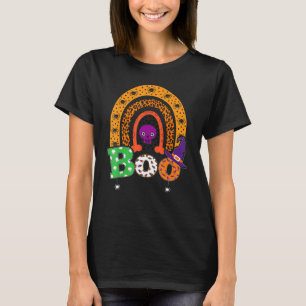 Buh mit Spinnen und Hexenhut Halloween Regenbogen  T-Shirt