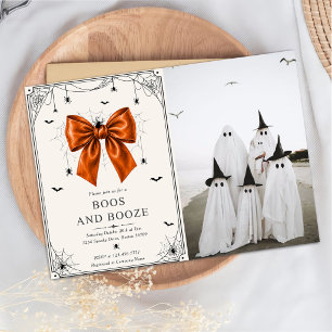 Buh-Rufe und Alkohol Foto Halloween Orange Bogen Einladung