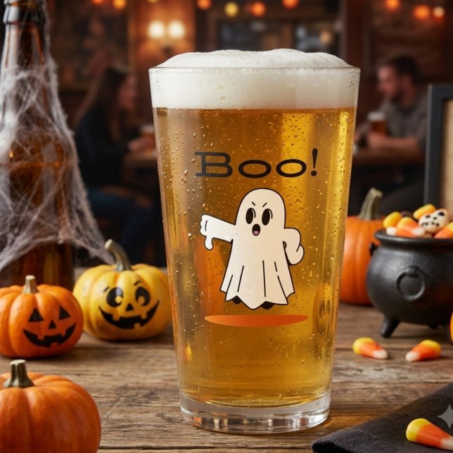Buh! Süßer Geist Lustiges Halloween-Pint-Glas Glas (Von Creator hochgeladen)
