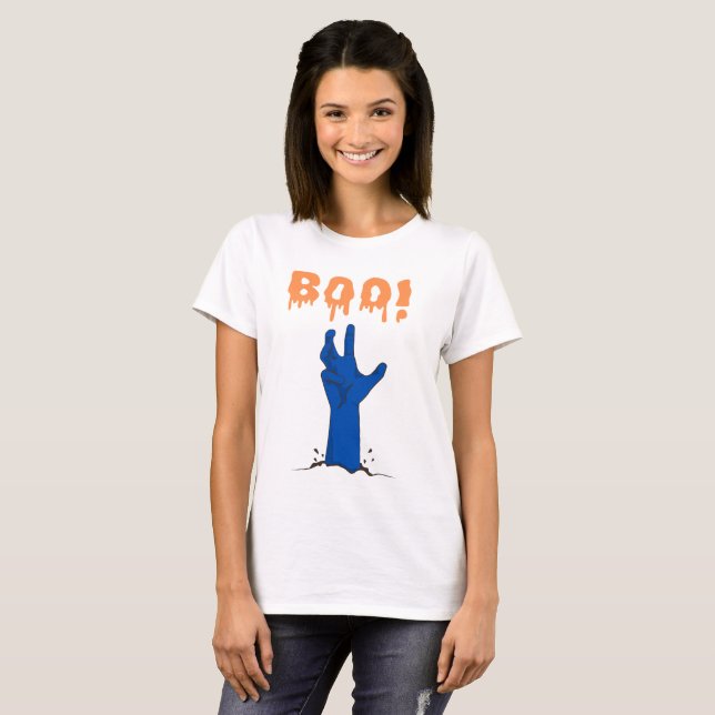 BUH! Zombie-Hand Halloween-Design T-Shirt (Vorne ganz)