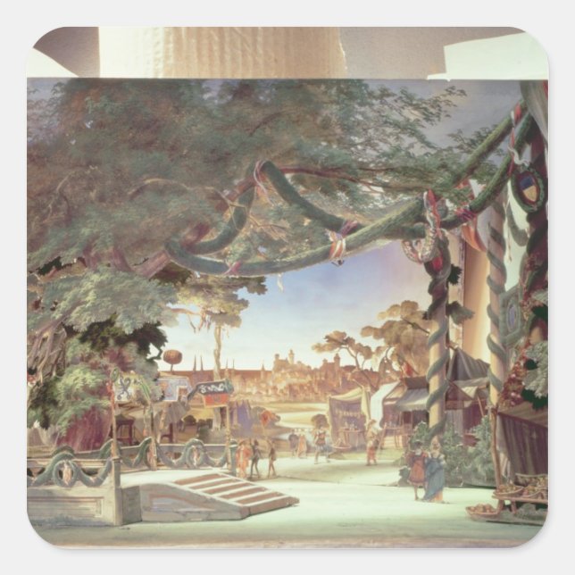 Bühne des Opernmodells "Die Meistersinger" Quadratischer Aufkleber (Vorderseite)