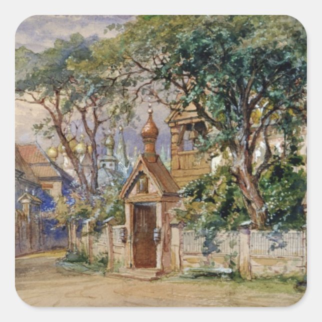 Bühne Design für "Oprichnik" von Tschaikowsky Quadratischer Aufkleber (Vorderseite)