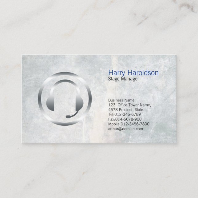 Bühne Manager Fett Kopfhörer Symbol Visitenkarte (Vorderseite)