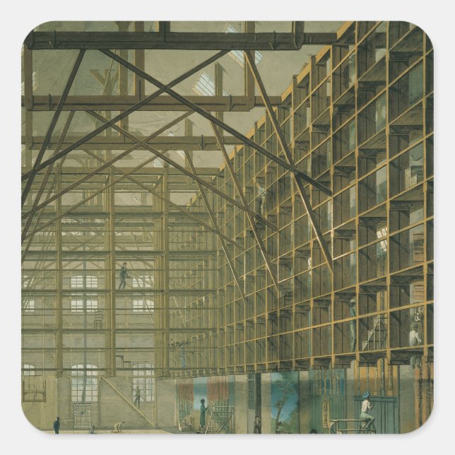 Bühne Set Workshop der Pariser Oper, 1800-20 Quadratischer Aufkleber (Vorderseite)