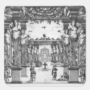 Bühne von Giacomo Torelli für "Mirame" Quadratischer Aufkleber