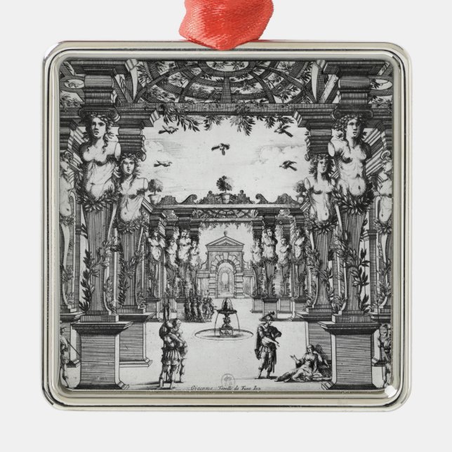 Bühneentwurf durch Giacomo Torelli für 'Mirame Ornament Aus Metall (Vorne)