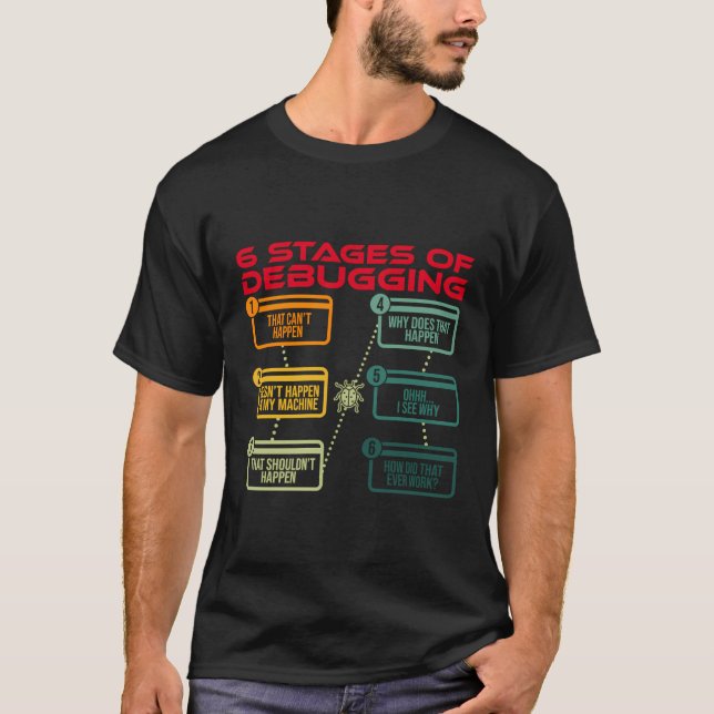 Bühnen des Debuggens von Code-Software-Entwickler  T-Shirt (Vorderseite)