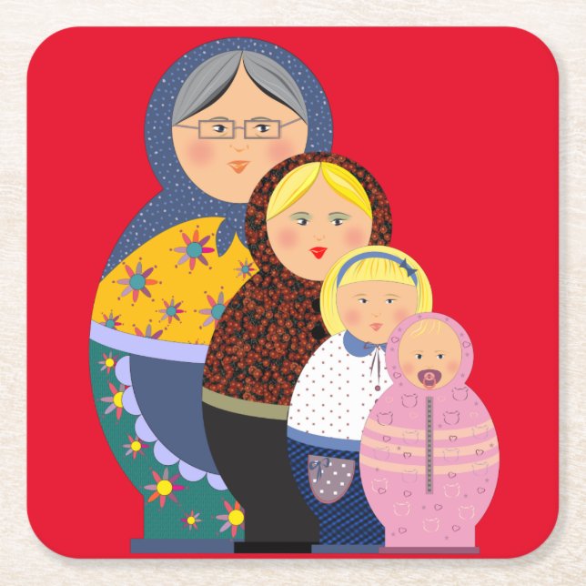 Bühnen des Lebens Matryoshka Puppen Rechteckiger Pappuntersetzer (Vorderseite)