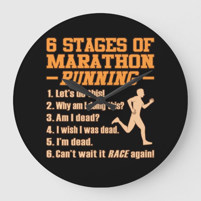 Bühnen von Marathon-Läufern Sarcastic Runner Graph Große Wanduhr (Vorderseite)