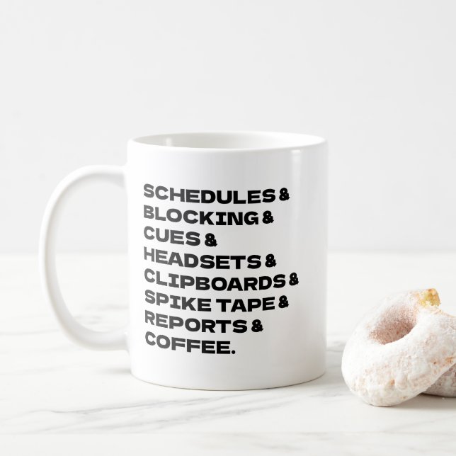 Bühnenmanager-Stellenliste Kaffeetasse (Mit Donut)