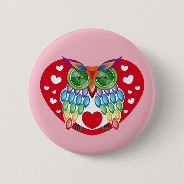 Búho colorido, amor button (Vorderseite)