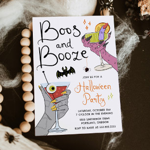 Buhrufe und Alkohol Gruselige Cocktails Halloween- Einladung