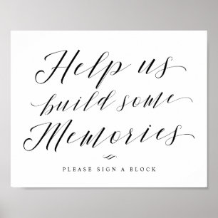 Build Memories Jenga Calligraphy Wedding Sign Poster