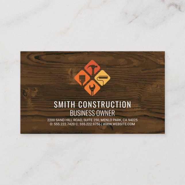 Builder Tools Logo | Heimwerkerbedarf | Holz Visitenkarte (Vorderseite)