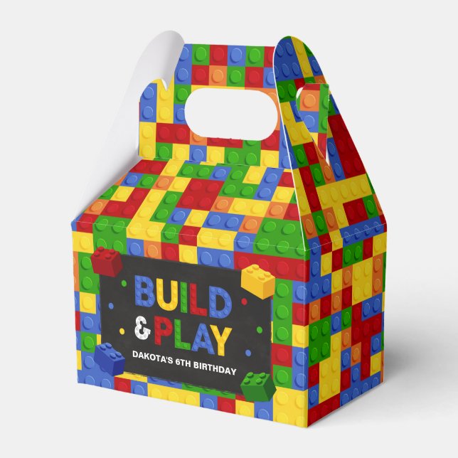 Building Blocks Birthday Party Favor Box Geschenkschachtel (Vorderseite)