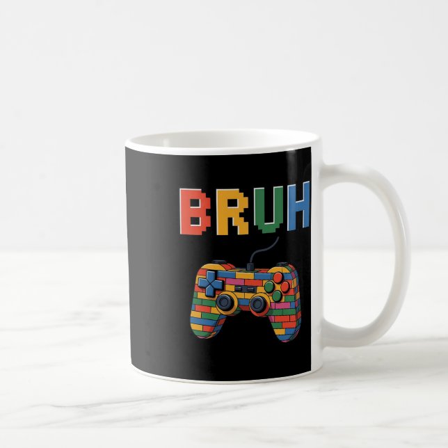 Building Blocks Bruh Gaming Gamer Boys Brick Maste Kaffeetasse (Rechts)