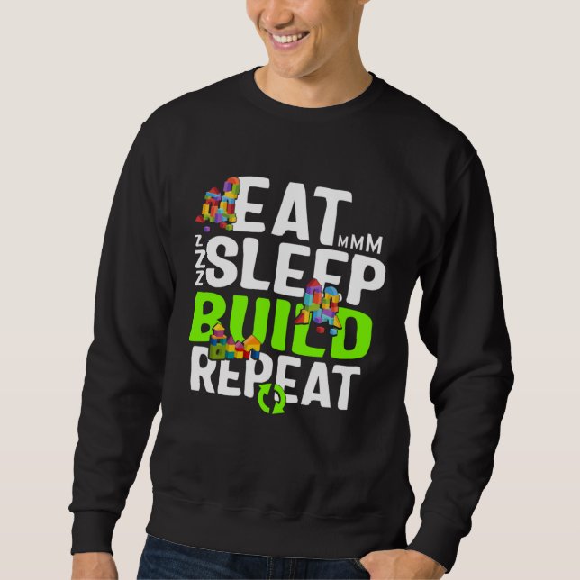 Building Blocks Eat Sleep Build Repeat For Boys Ki Sweatshirt (Vorderseite)