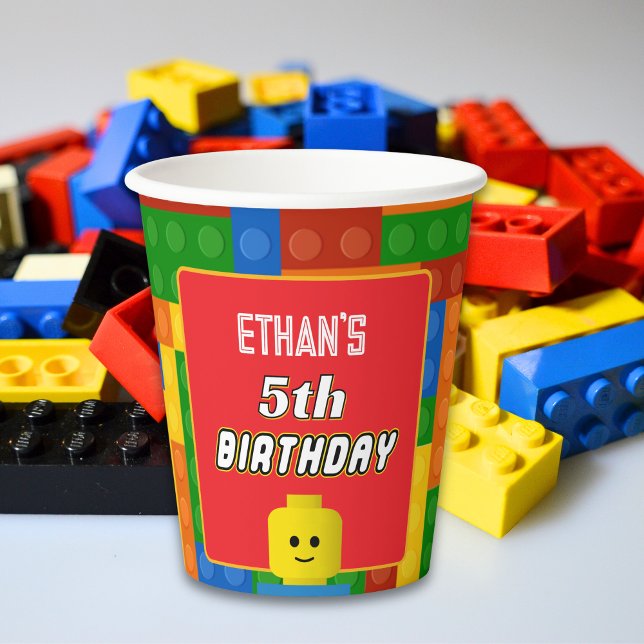 Building Blocks Kids Birthday Fun Colorful Pappbecher (Von Creator hochgeladen)