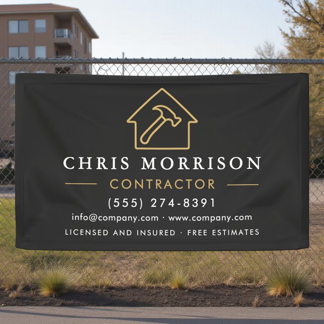 Building Construction Contractor Black Gold Banner (Von Creator hochgeladen)