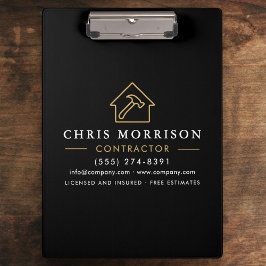 Building Construction Contractor Black Gold Klemmbrett