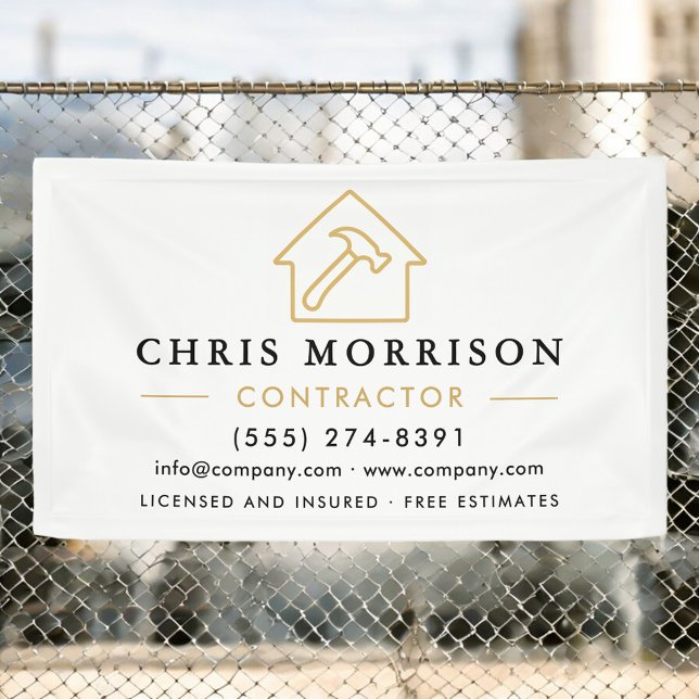 Building Construction Contractor White Gold Banner (Von Creator hochgeladen)