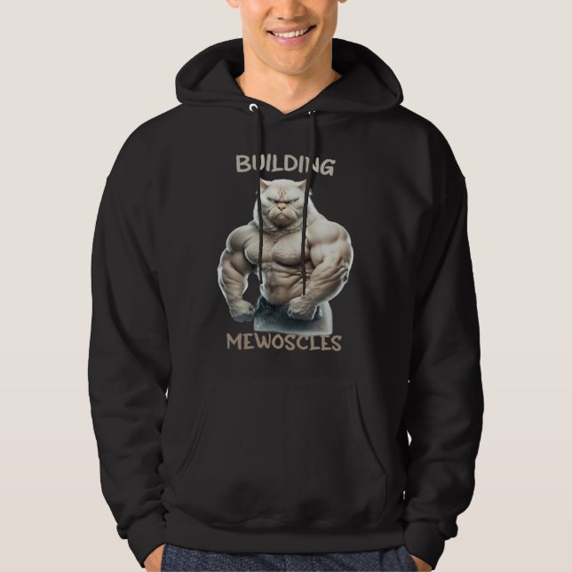 Building Mewoscles Cat Kitten Weightlifting Bodybu Hoodie (Vorderseite)