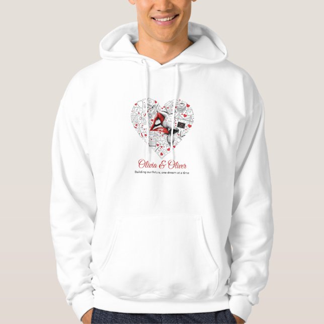 Building Our Future Profession Heart Valentine Hoodie (Vorderseite)
