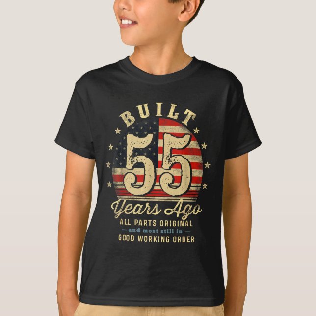 Built 55 Years Ago Funny 55th Birthday Usa Flag  T-Shirt (Vorderseite)