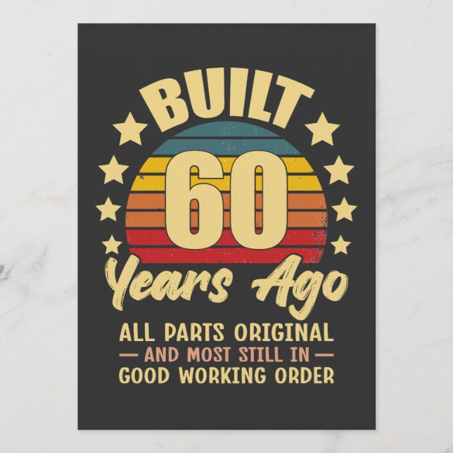 Built 60 Years Ago All Parts Original 60 Birthday Einladung (Vorderseite)