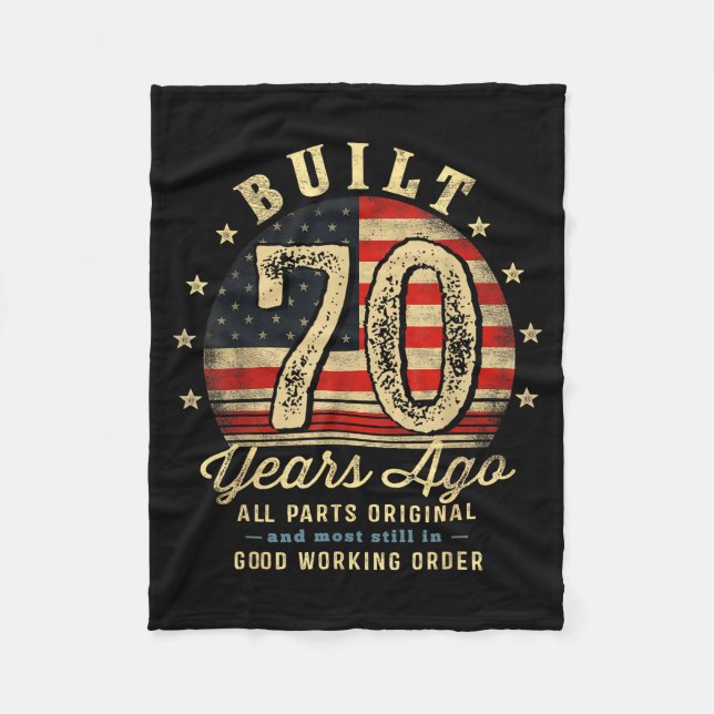 Built 70 Years Ago Funny 70th Birthday Usa Flag  Fleecedecke (Vorderseite)
