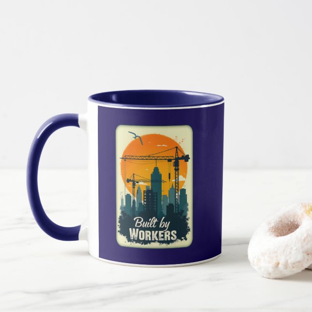 Built by Workers Retro Labor Day Shirt Tasse (Mit Donut)
